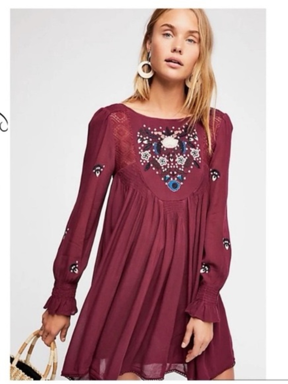 Free People Mohave Embroidered Mini Dress